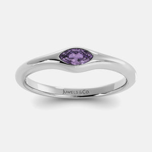 The Crest Wave Ring in 14K white gold with marquise amethyst