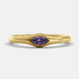 The Crest Wave Ring in 14K yellow gold with marquise amethyst