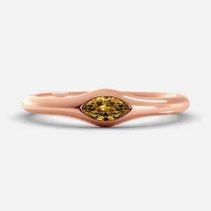 The Crest Wave Ring in 14K rose gold with marquise citrine