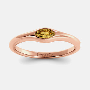 The Crest Wave Ring in 14K rose gold with marquise citrine