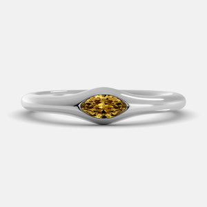 The Crest Wave Ring in 14K white gold with marquise citrine