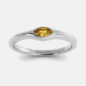 The Crest Wave Ring in 14K white gold with marquise citrine