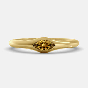 The Crest Wave Ring in 14K yellow gold with marquise citrine