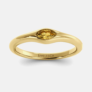 The Crest Wave Ring in 14K yellow gold with marquise citrine