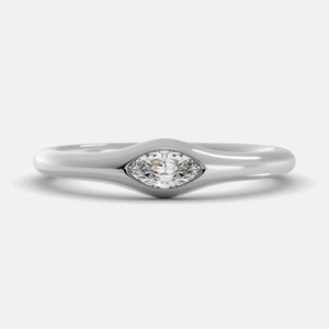 The Crest Wave Ring in 14K white gold with marquise lab-grown diamond