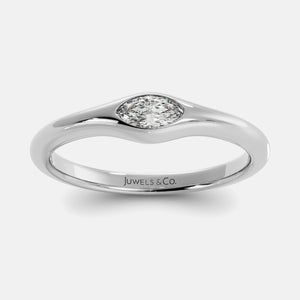 The Crest Wave Ring in 14K white gold with marquise lab-grown diamond