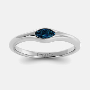 The Crest Wave Ring in 14K white gold with marquise London blue topaz