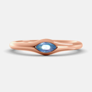 The Crest Wave Ring in 14K rose gold with marquise moonstone