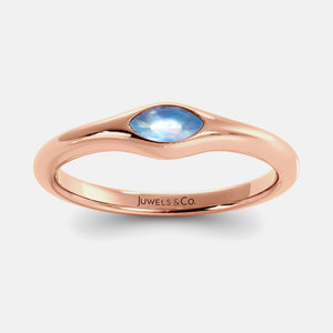 The Crest Wave Ring in 14K rose gold with marquise moonstone