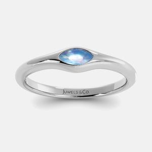 The Crest Wave Ring in 14K white gold with marquise moonstone