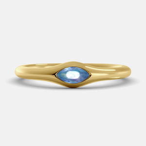 The Crest Wave Ring in 14K yellow gold with marquise moonstone