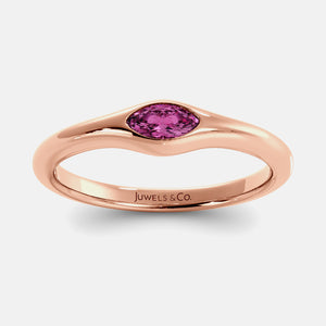 The Crest Wave Ring in 14K rose gold with marquise pink sapphire