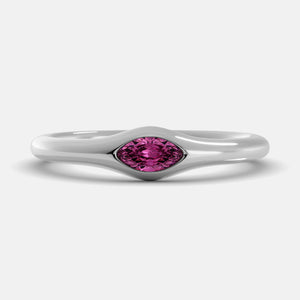 The Crest Wave Ring in 14K white gold with marquise pink sapphire