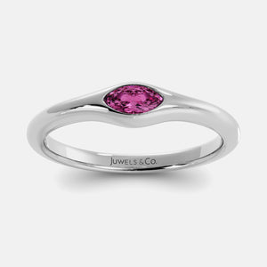 The Crest Wave Ring in 14K white gold with marquise pink sapphire