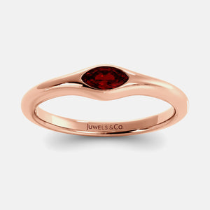 The Crest Wave Ring in 14K rose gold with marquise ruby