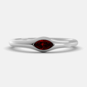 The Crest Wave Ring in 14K white gold with marquise ruby