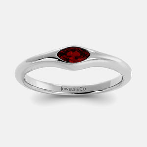 The Crest Wave Ring in 14K white gold with marquise ruby