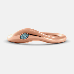 Calm Sea Wave Ring in 14K rose gold with marquise aquamarine