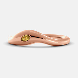 Calm Sea Wave Ring in 14K rose gold with marquise citrine