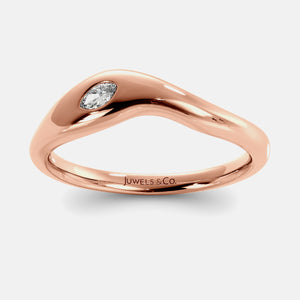 Calm Sea Wave Ring in 14K rose gold with marquise lab-grown diamond