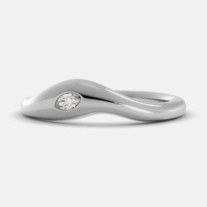 Calm Sea Wave Ring in 14K white gold with marquise lab-grown diamond