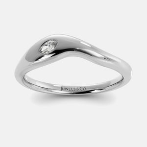 Calm Sea Wave Ring in 14K white gold with marquise lab-grown diamond