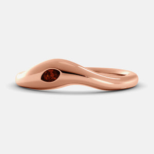 Calm Sea Wave Ring in 14K rose gold with marquise garnet
