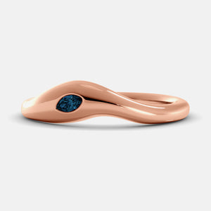 Calm Sea Wave Ring in 14K rose gold with marquise London blue topaz