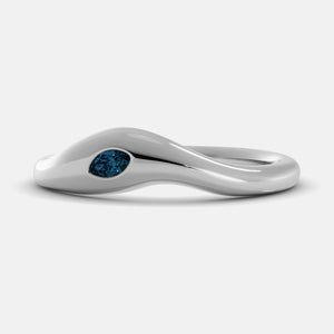Calm Sea Wave Ring in 14K white gold with marquise London blue topaz