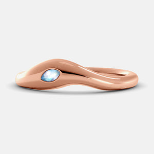 Calm Sea Wave Ring in 14K rose gold with marquise moonstone