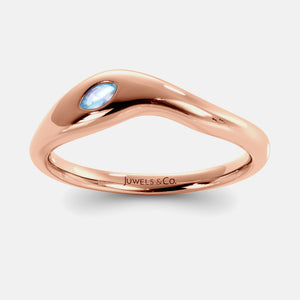 Calm Sea Wave Ring in 14K rose gold with marquise moonstone