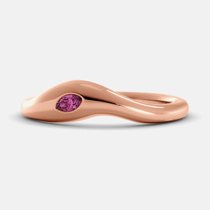 Calm Sea Wave Ring in 14K rose gold with marquise pink sapphire