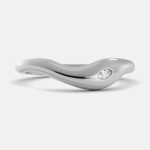 Deep Sea Wave Ring in 14K white gold with marquise lab-grown diamond