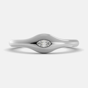 The Crest Wave Ring in 14K white gold with marquise lab-grown diamond