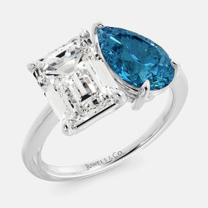 White Topaz Toi et Moi Ring