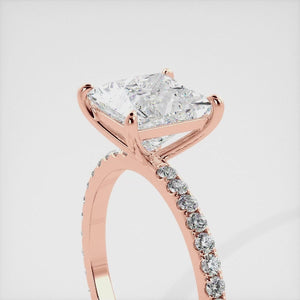 Cushion Solitaire Diamond Ring with Eternity Band