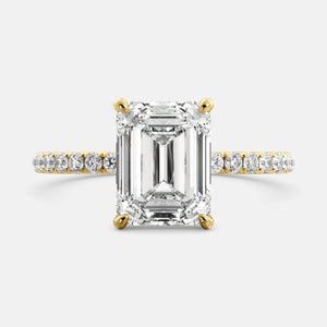Emerald Solitaire Diamond Ring, Pavé Engagement Ring, Emerald Cut Diamond Ring, Juwels & Co