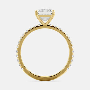 Emerald Solitaire Diamond Ring, Pavé Engagement Ring, Emerald Cut Diamond Ring, Juwels & Co
