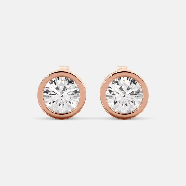 Lab grown Diamond Bezel Stud Earrings rose gold Juwels Co