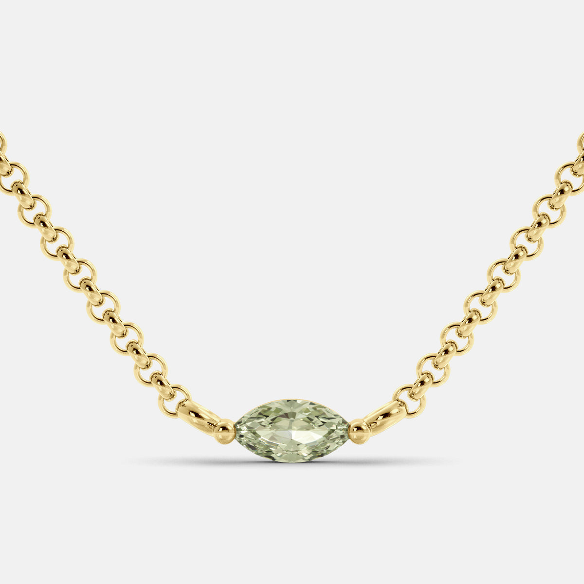 Green Amethyst Mini Evil Eye Necklace
