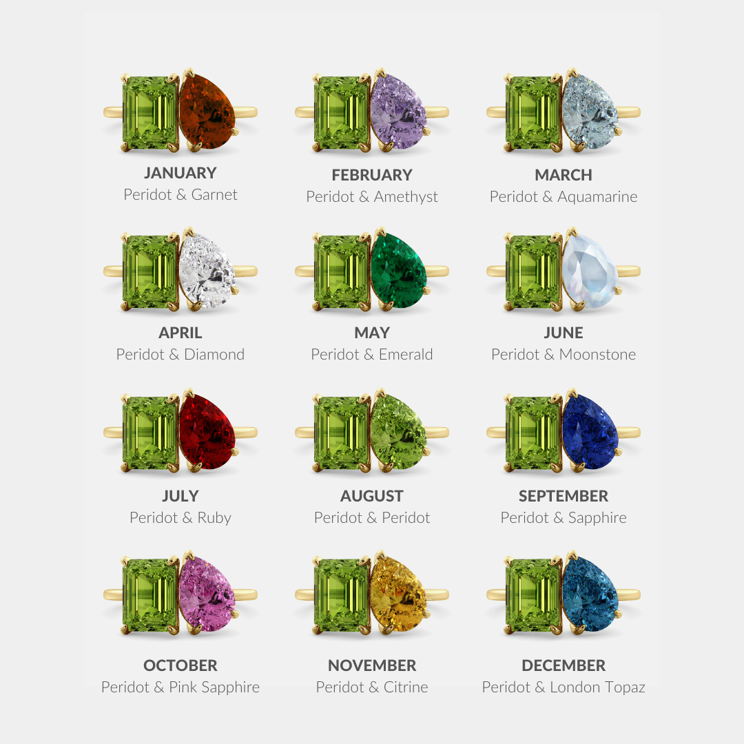 August X October Toi et Moi Birthstone Ring; Juwels