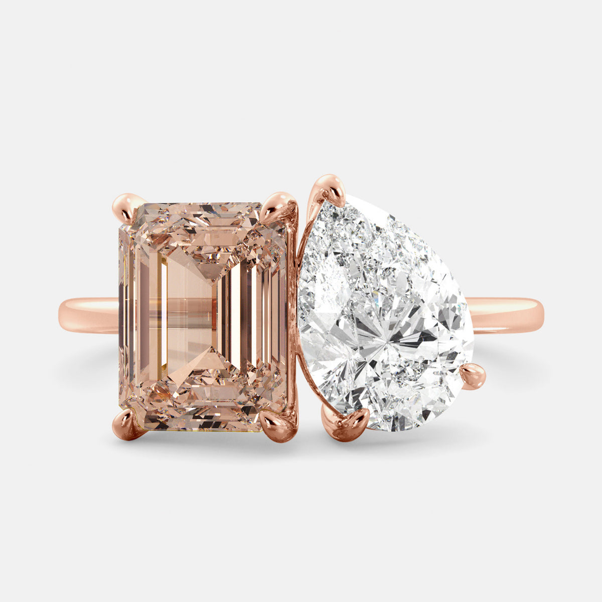 Morganite Toi et Moi Ring