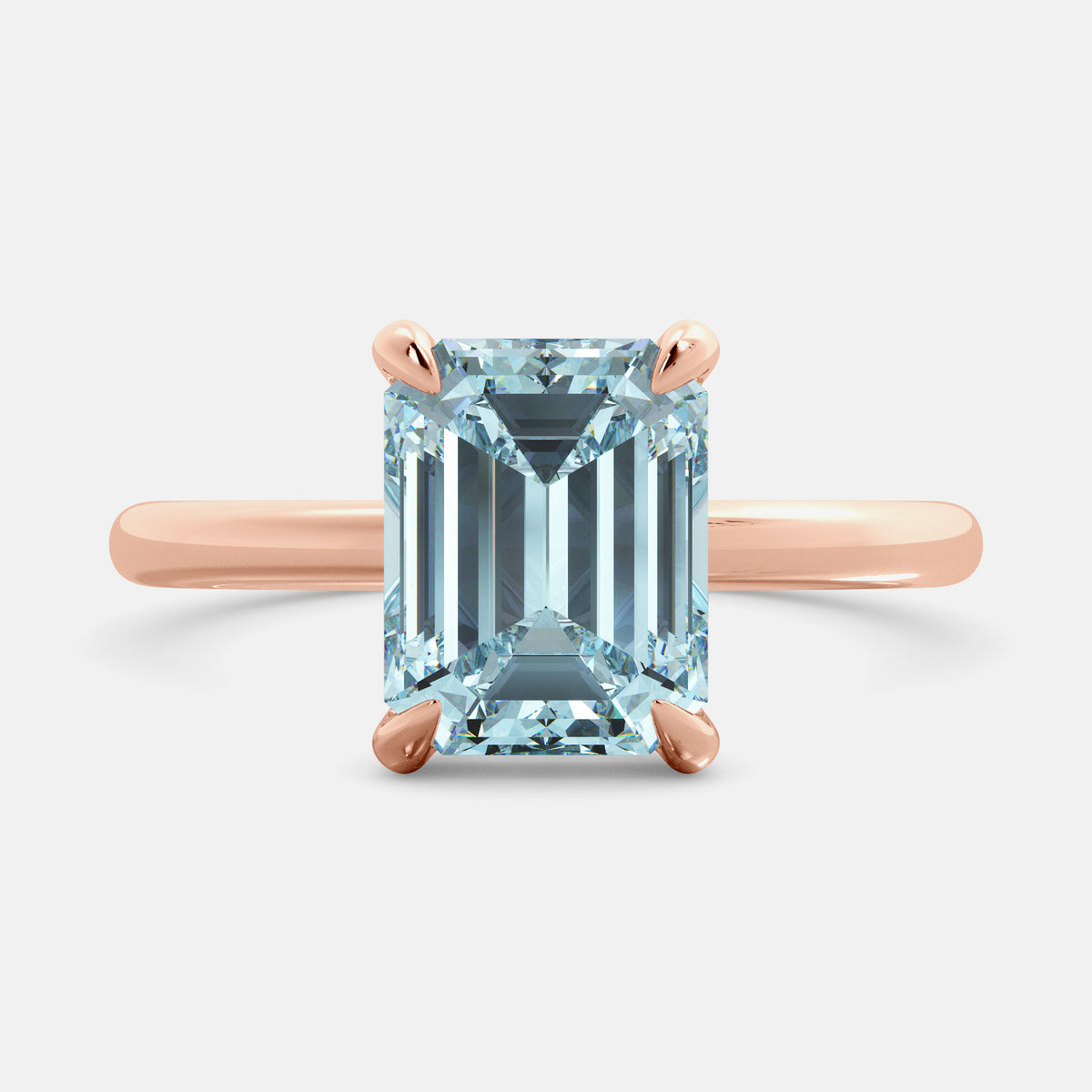 Amethyst Emerald-Cut Birthstone Solitaire Ring