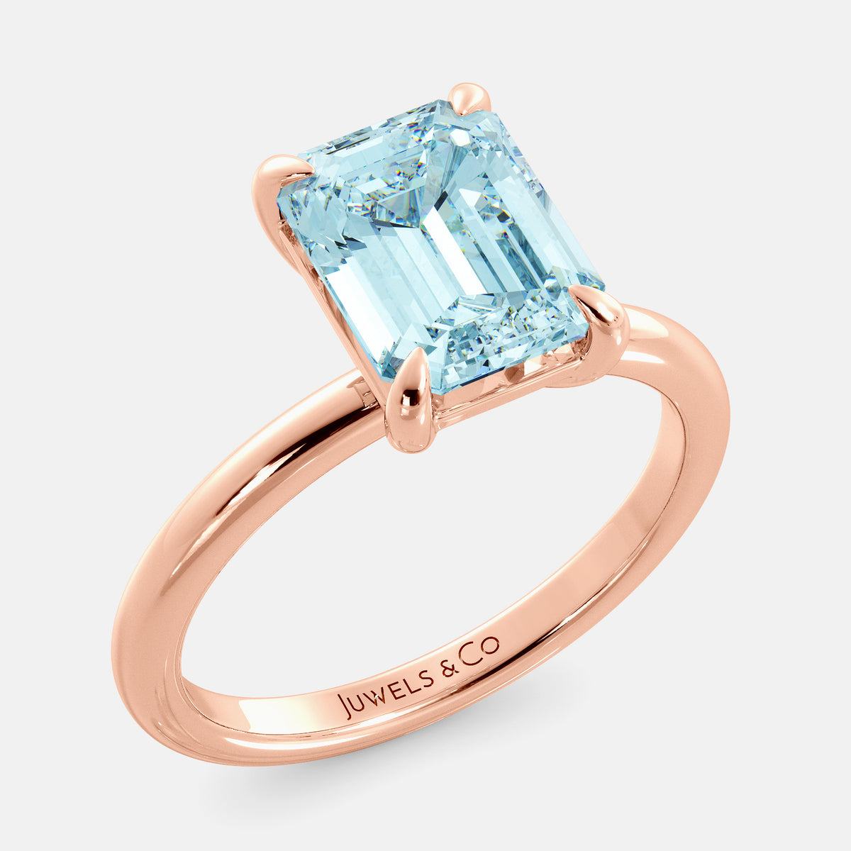 Amethyst Emerald-Cut Birthstone Solitaire Ring