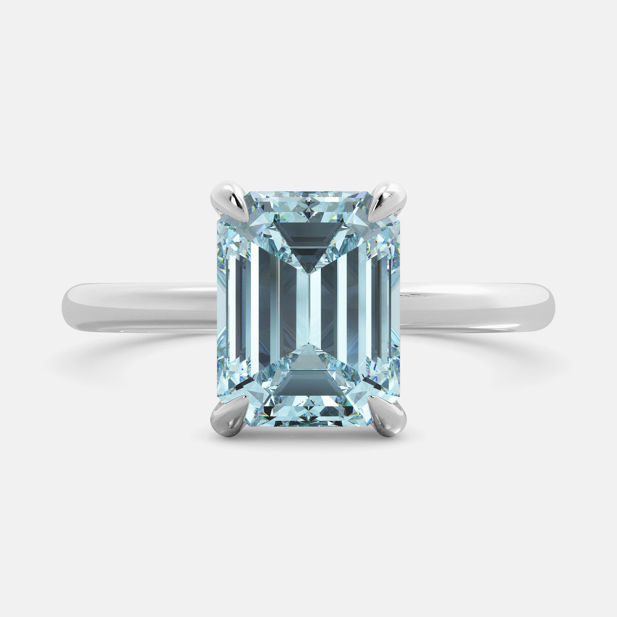 Amethyst Emerald-Cut Birthstone Solitaire Ring