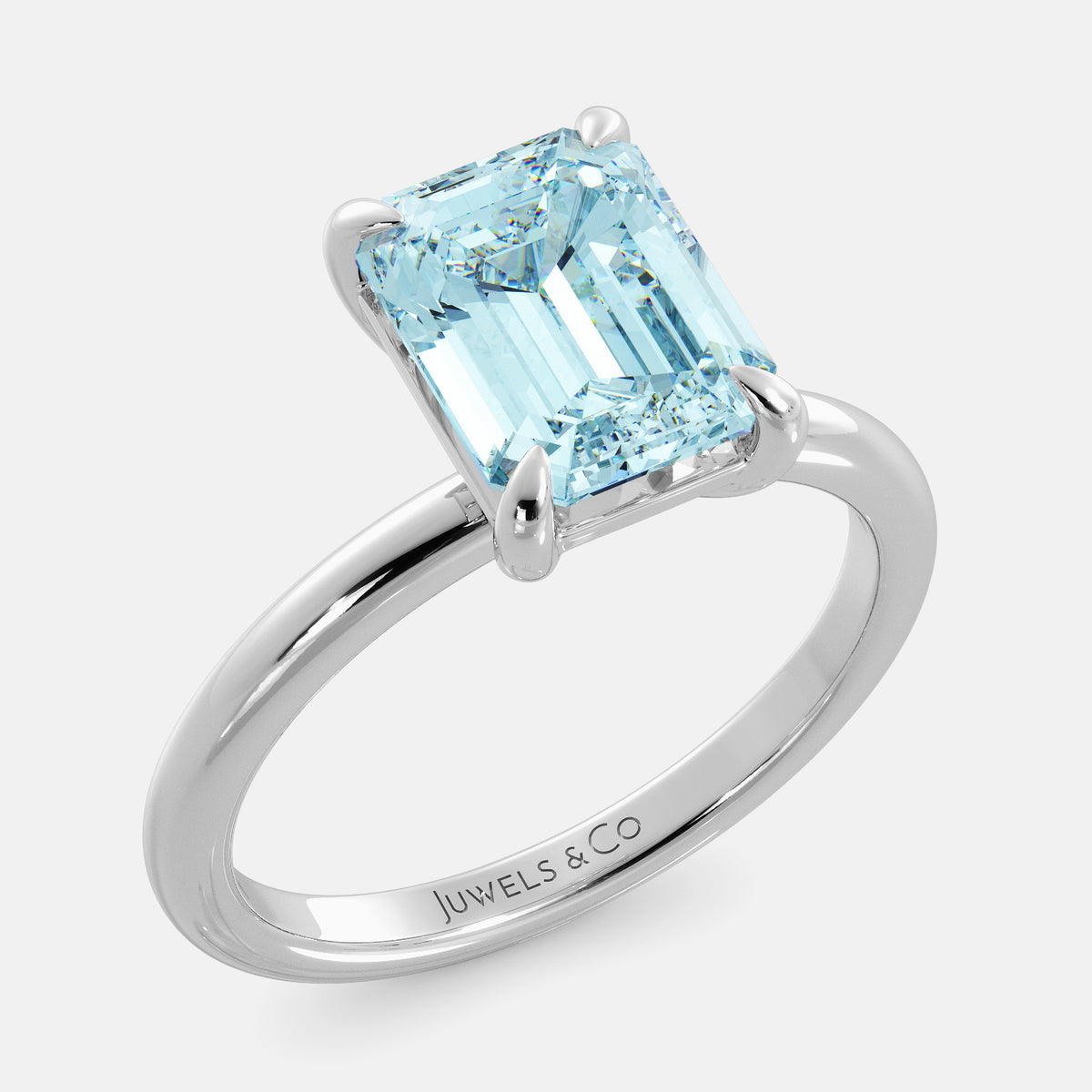 Amethyst Emerald-Cut Birthstone Solitaire Ring