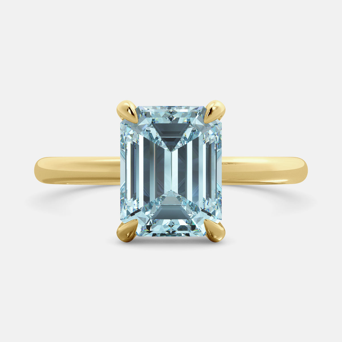 Amethyst Emerald-Cut Birthstone Solitaire Ring