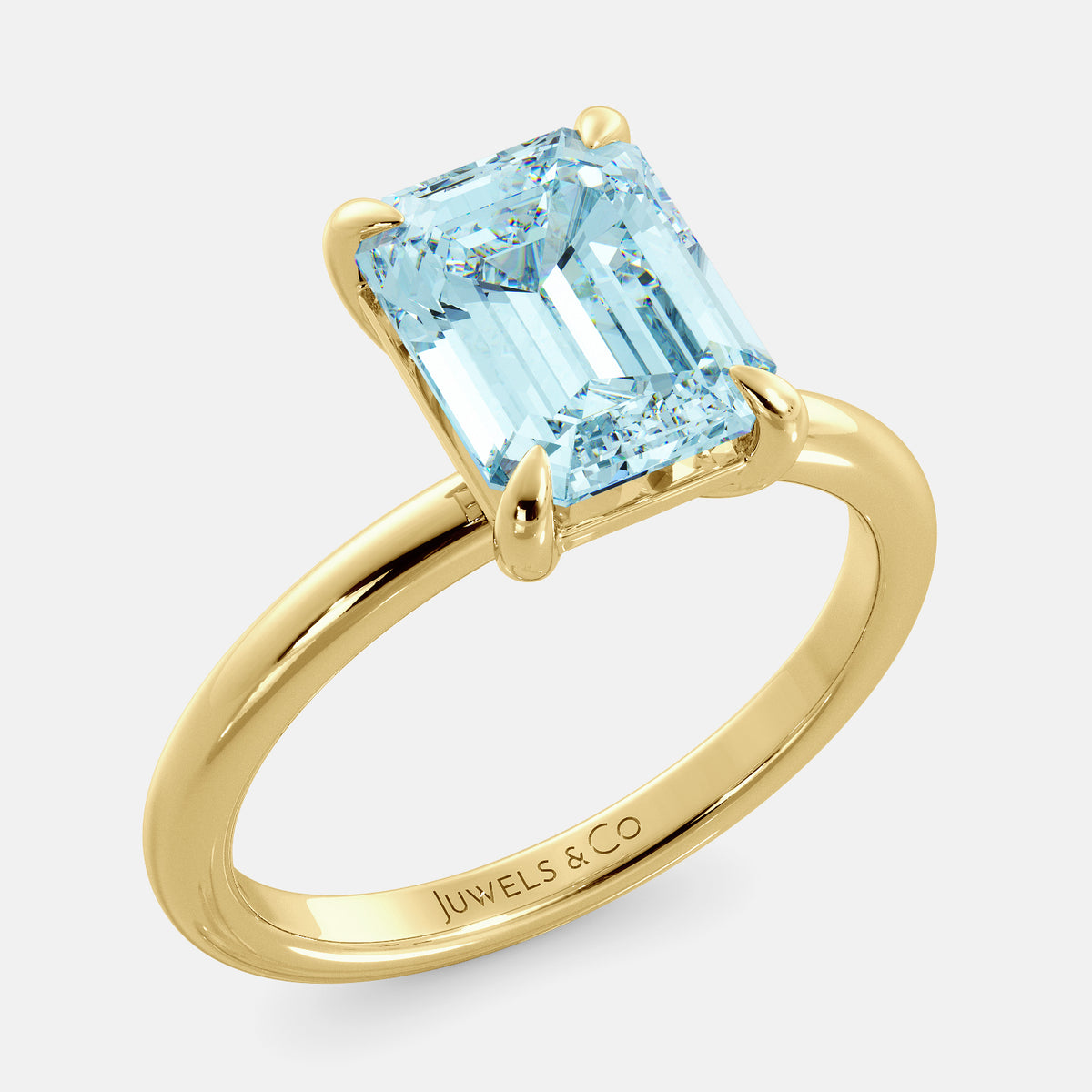 Amethyst Emerald-Cut Birthstone Solitaire Ring
