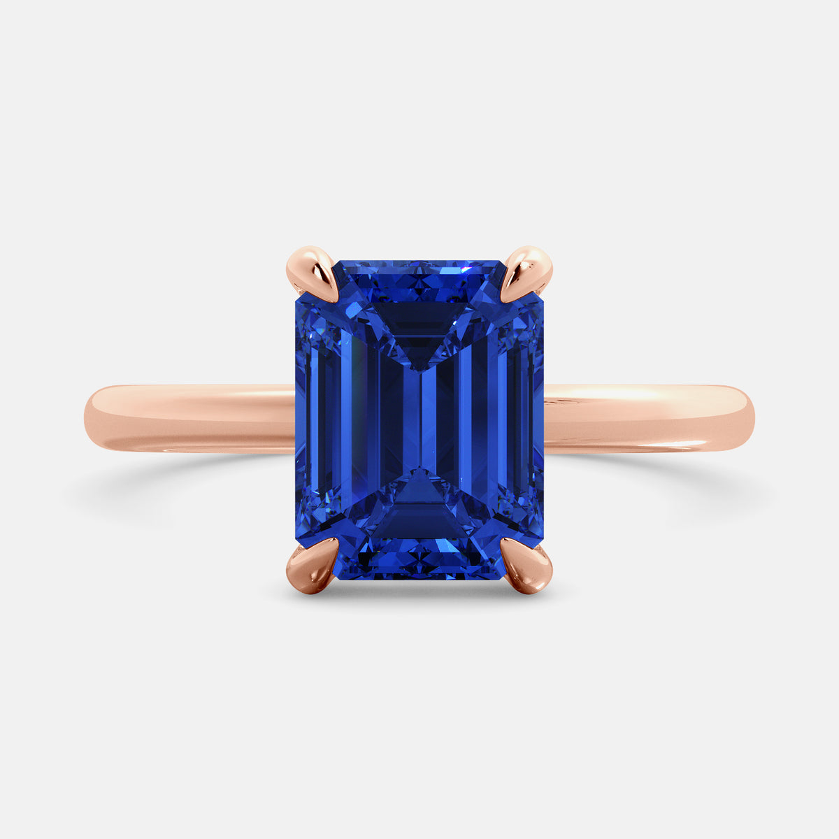 Amethyst Emerald-Cut Birthstone Solitaire Ring