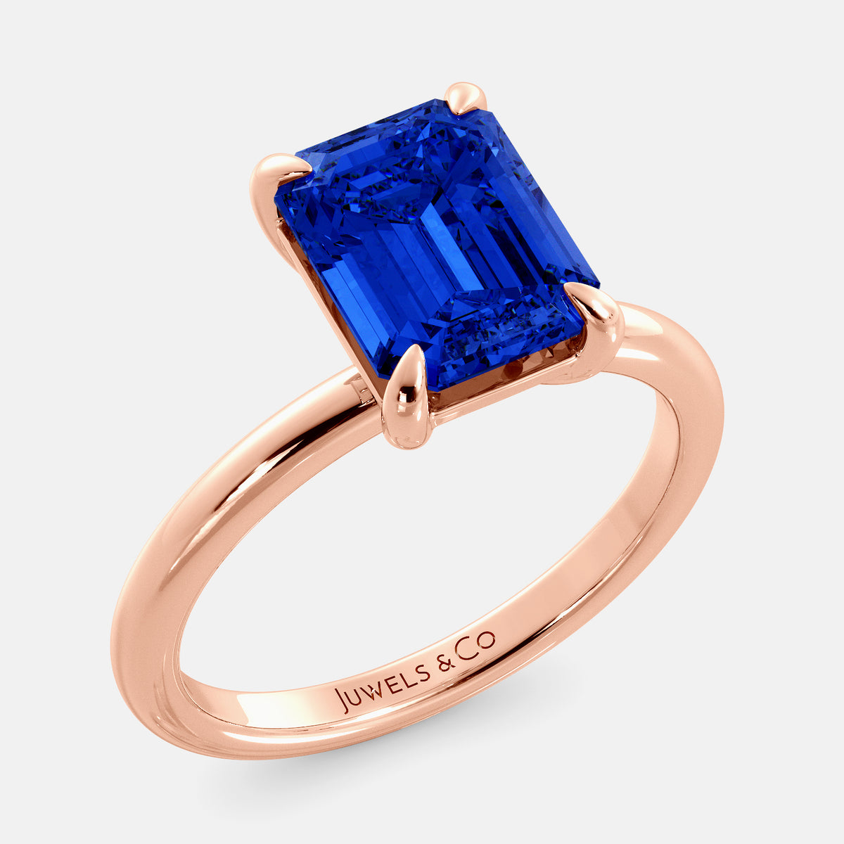 Amethyst Emerald-Cut Birthstone Solitaire Ring